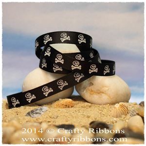 Pirate Ribbons - Skull Black